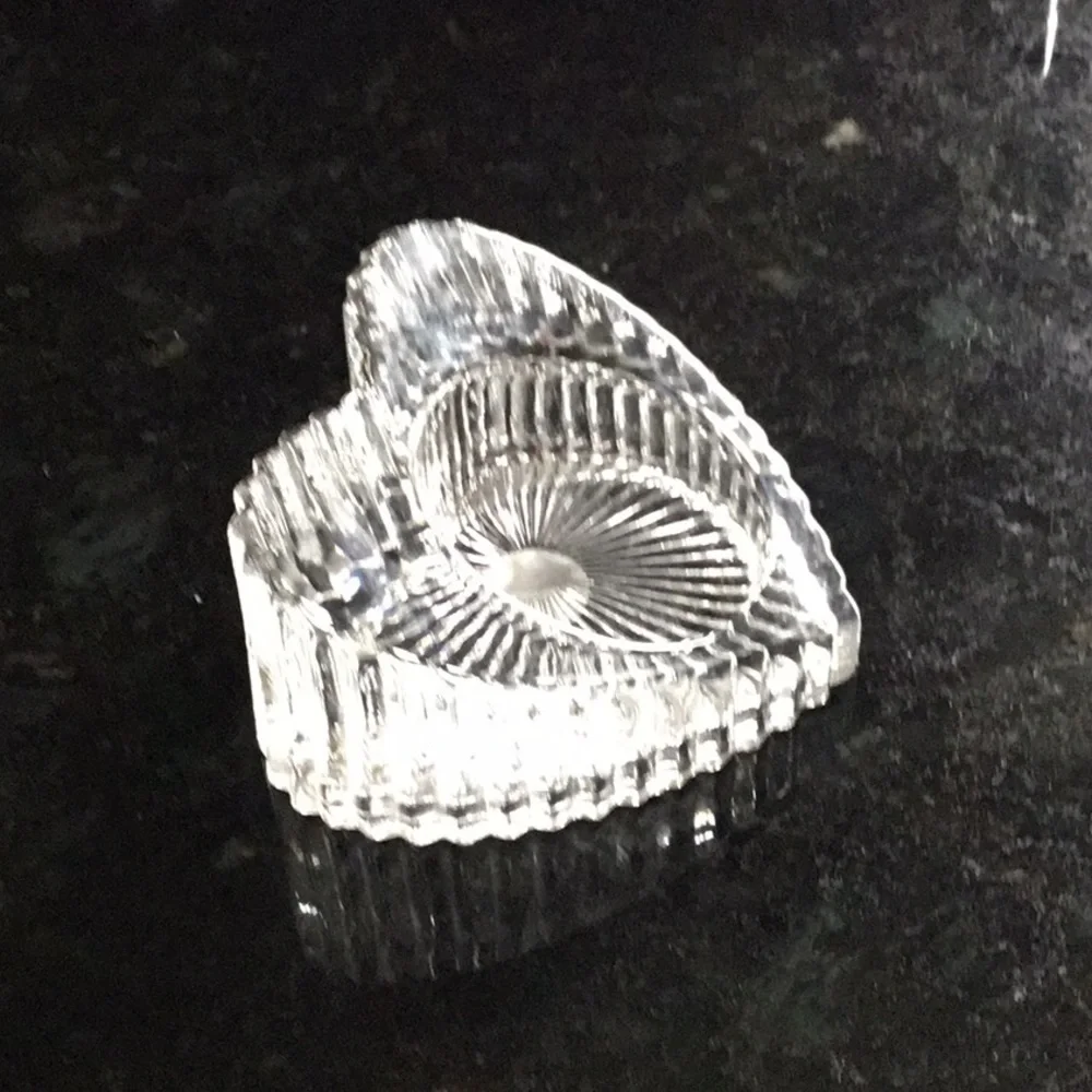 Lead crystal heart votive holder.